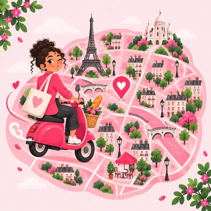 La conciergerie parcourt Paris en scooter sur une carte rose